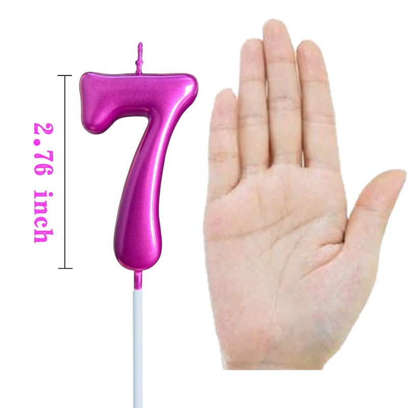 XNOVA 7th Birthday Candle Seven Years Purple Happy Birthday Number 7 Candles for Cake Topper Decoration for Party Kids Adults Numeral 70 47 27 37 77 75 - Image 2